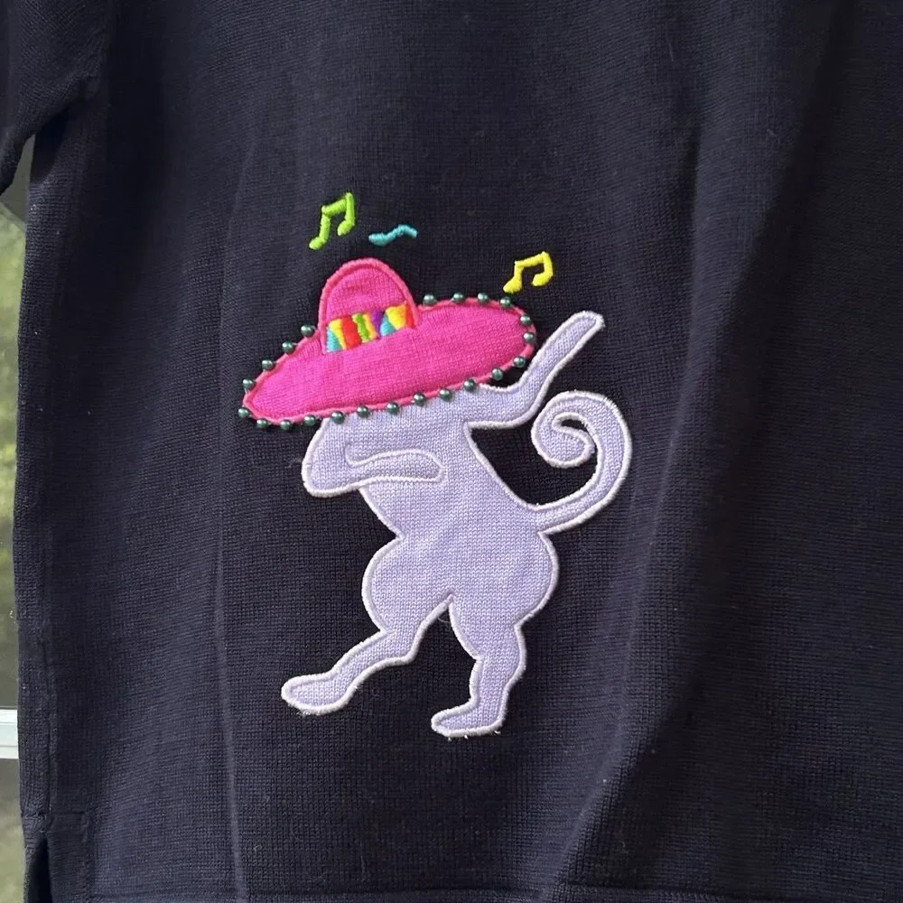 Christina Rotelli Cat Sweater Cat Fiesta 3D Size Small Mexican Margarita Vintage - Picture 10 of 12